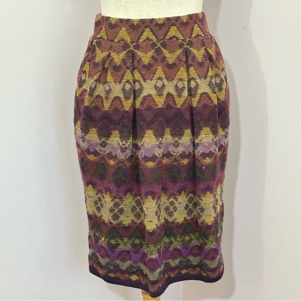 Catherine Andre Wool Alpaca Zig Zag Knit Skirt